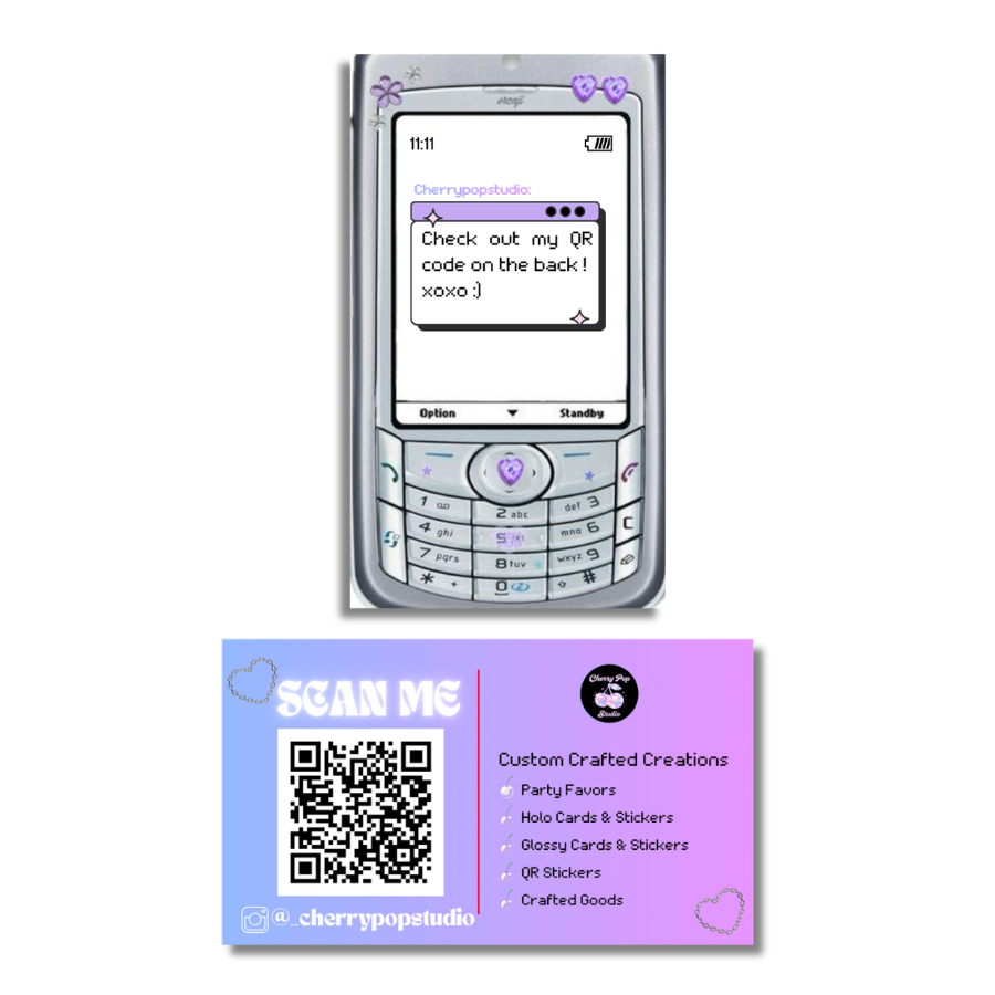 Y2K Cellphone Business Cards | Holo Or Glossy Finish